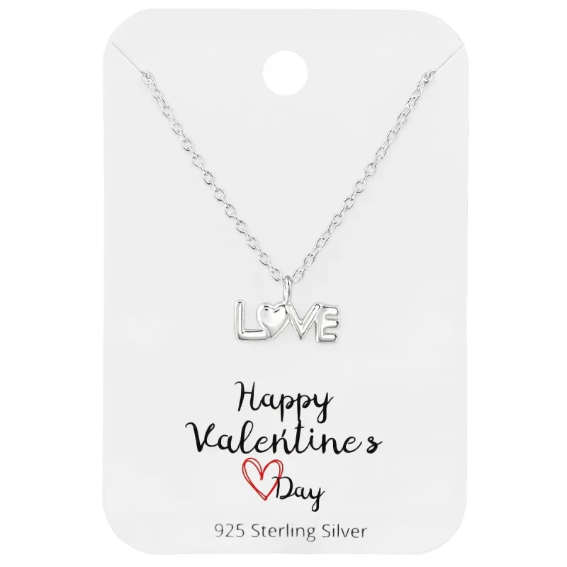 Sterling Silver LOVE with Heart Pendant Necklace - White sold by Zulily