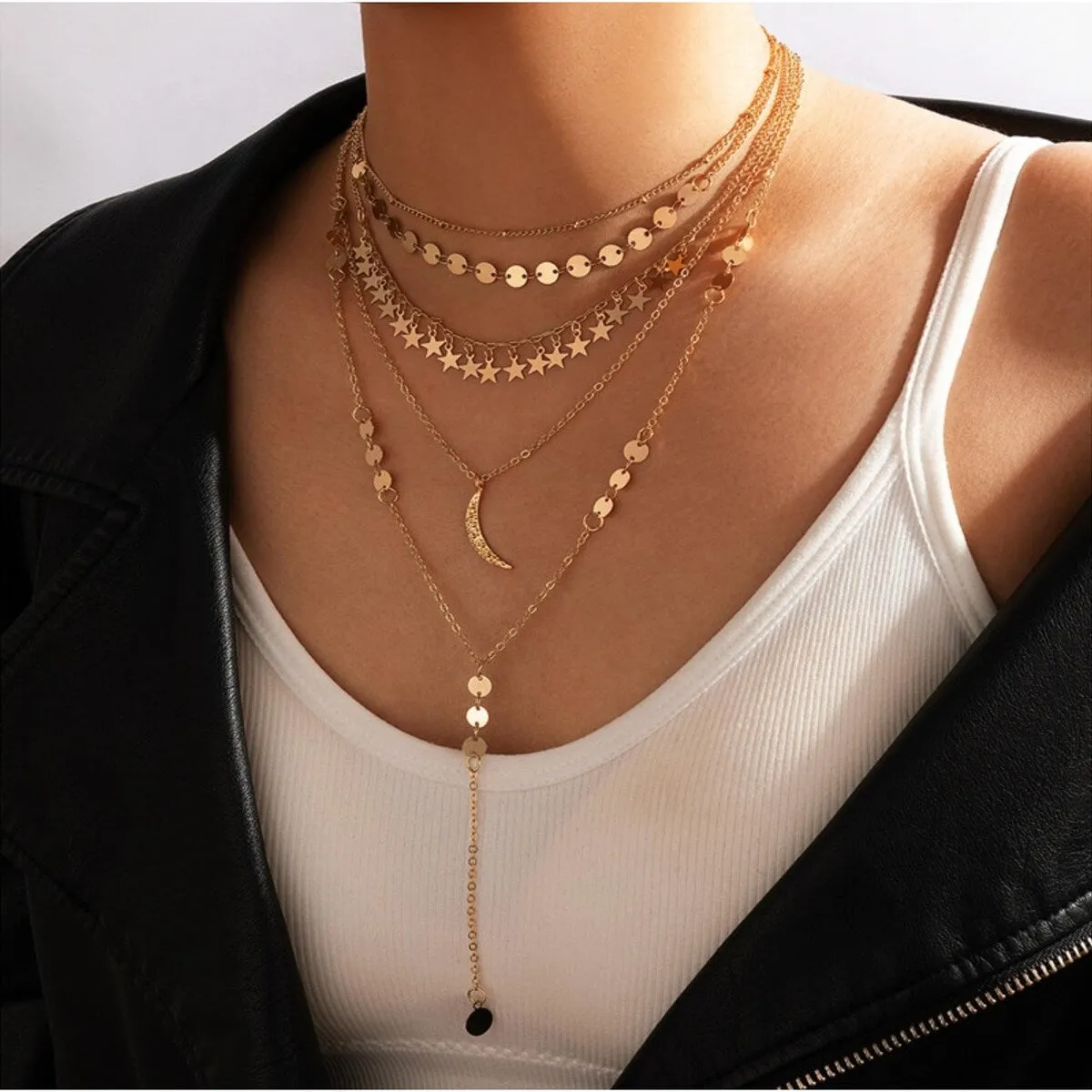 Goldtone Celestial Layered Necklace - White sold by Zulily