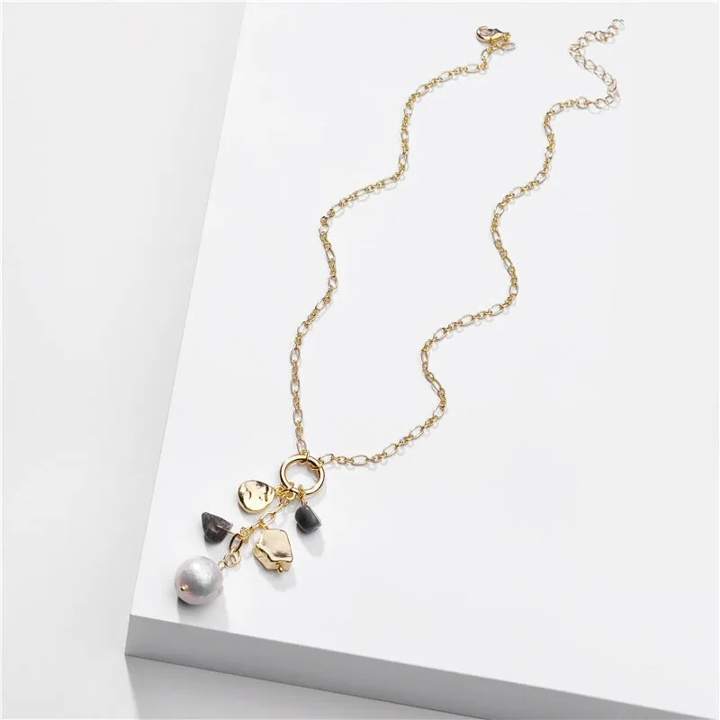 Goldtone Freshwater Pearl Pendant Necklace With Gemstone Accents - White sold by Zulily