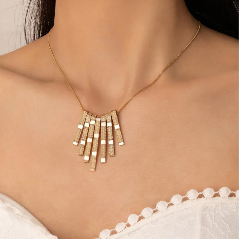 Goldtone Multi-bar Necklace - White sold by Zulily