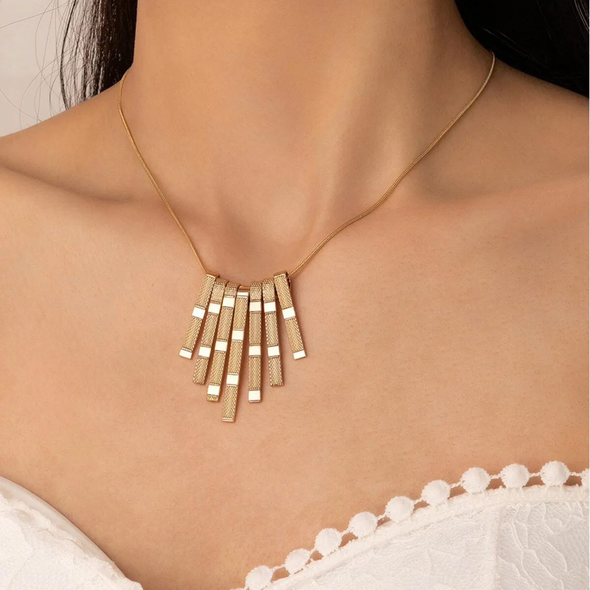 Goldtone Multi-bar Necklace - White sold by Zulily