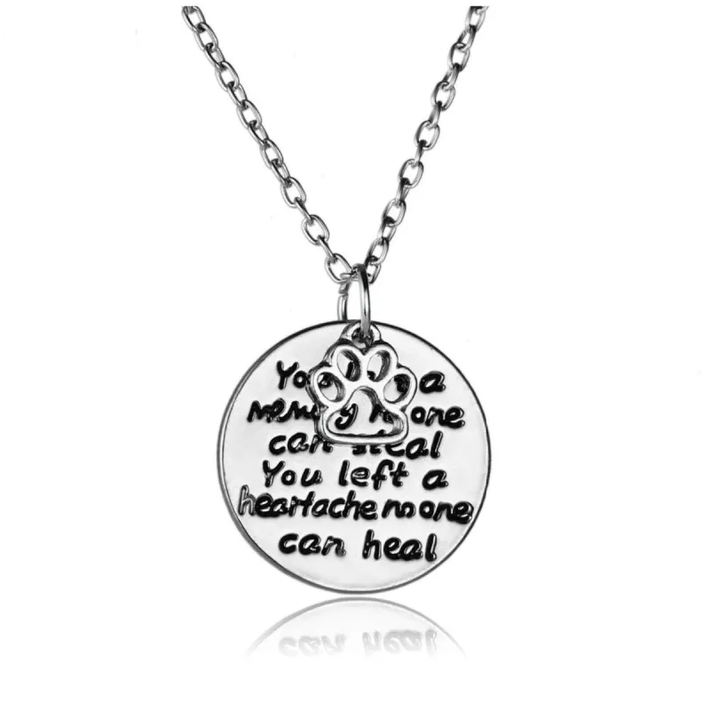 Silvertone Circular Paw Pendant Necklace - White sold by Zulily