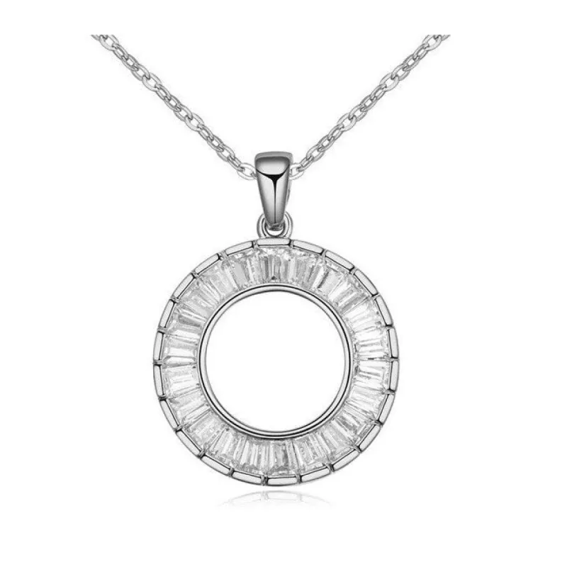 Silvertone & Clear Crystal Open Circle Pendant Necklace - White sold by Zulily