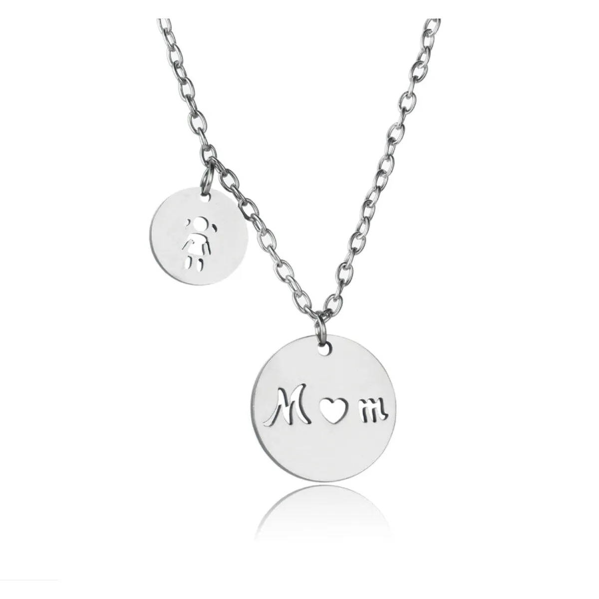 Silvertone Girl Mom Pendant Necklace - White sold by Zulily