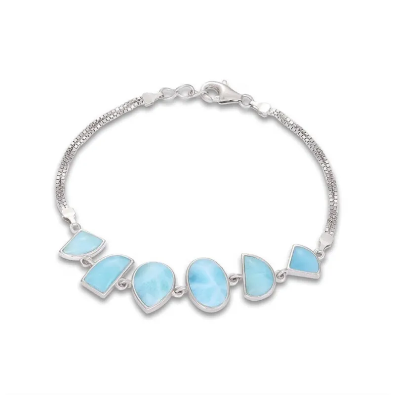 Sky Blue Larimar & Sterling Silver Station Bracelet - White sold by Zulily