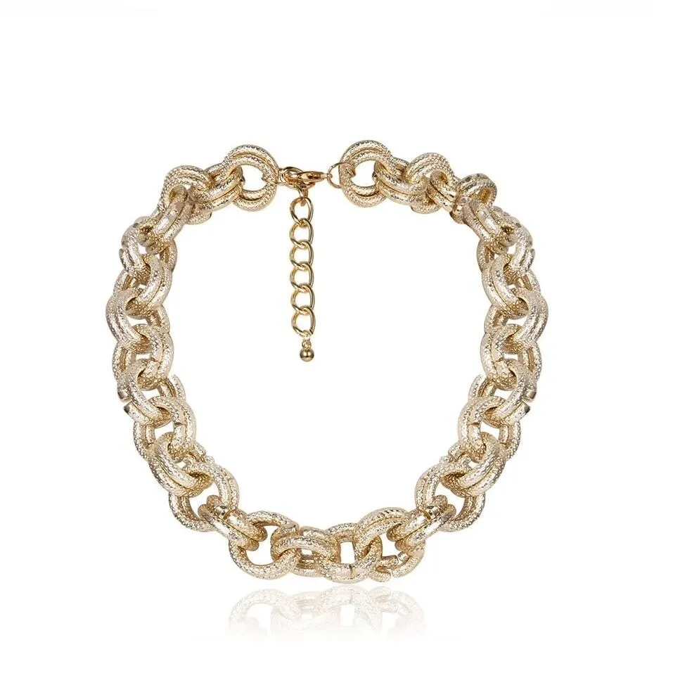 Goldtone Hammered Chain Link Necklace - White sold by Zulily
