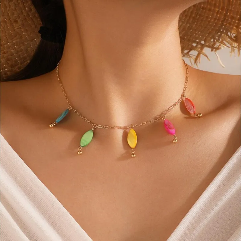 Goldtone Multi Colored Marquis Bib Necklace - White sold by Zulily