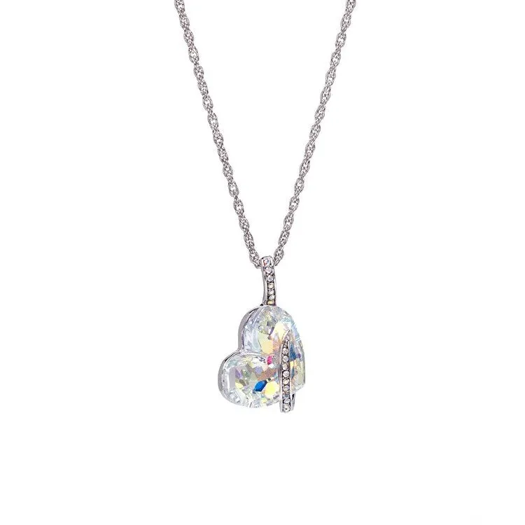 Aurora Borealis Swarovski Crystal Heart Pendant Necklace - White sold by Zulily