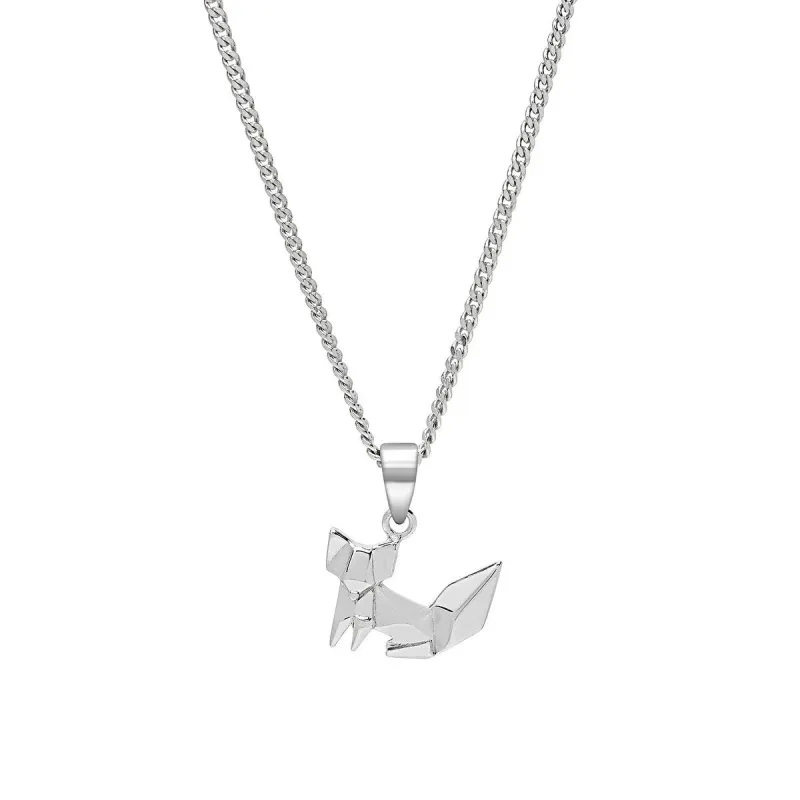 Sterling Silver Origami Fox Pendant Necklace - White sold by Zulily