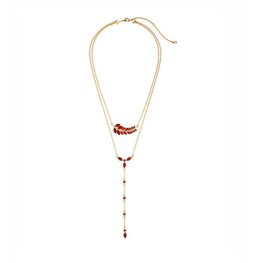 Goldtone Red Leaf Layered Necklace - White sold by Zulily