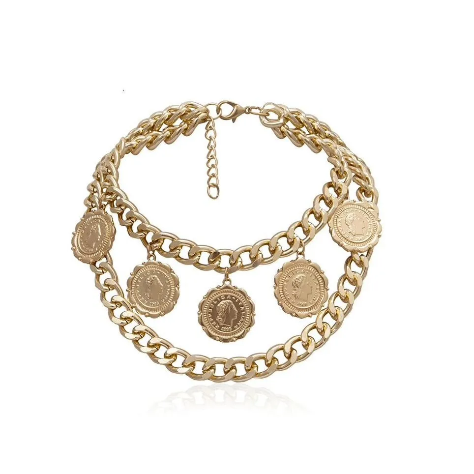 Goldtone Layered Medallion Chunky Chain Necklace - White sold by Zulily