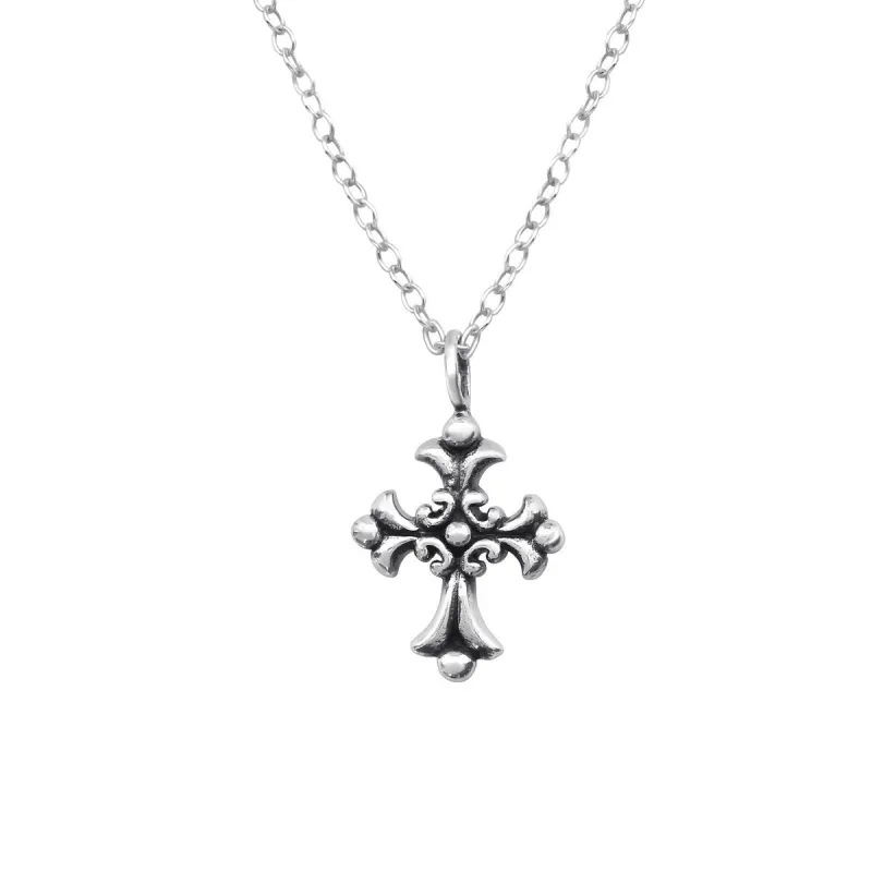 Sterling Silver Medieval Cross Pendant Necklace - White sold by Zulily