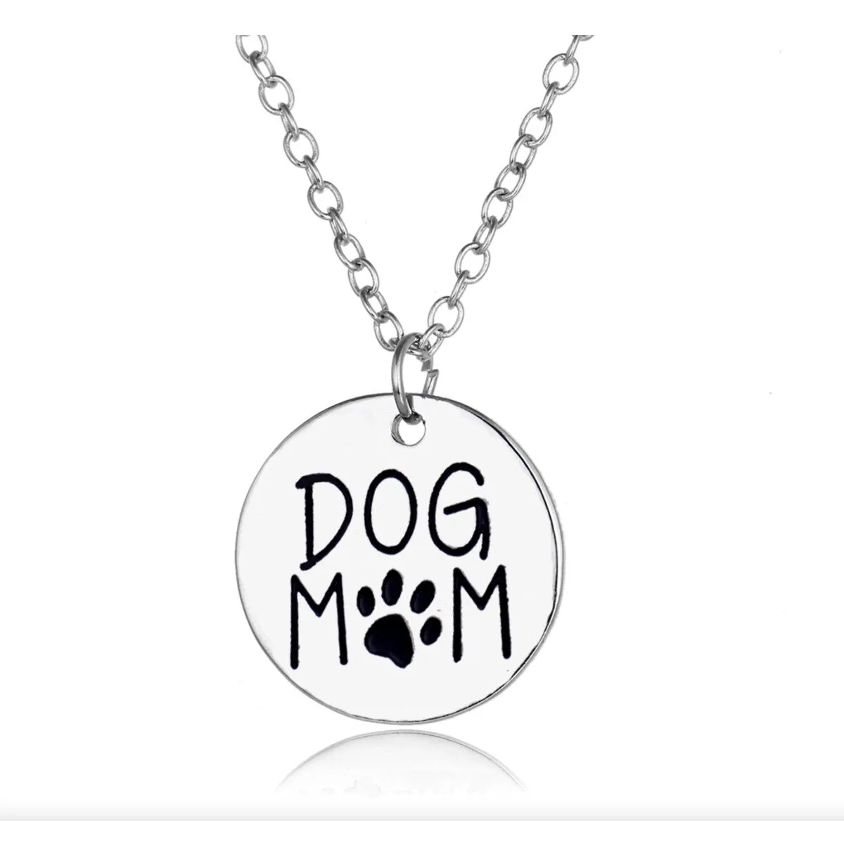 Silvertone Dog Mom Pendant Necklace - White sold by Zulily