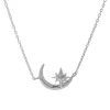 Sterling Silver Crescent Moon Star Necklace - White sold by Zulily