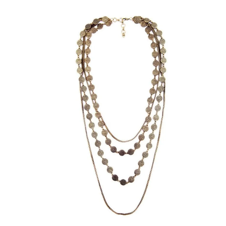 Brass Disc Layered Necklace - White sold by Zulily