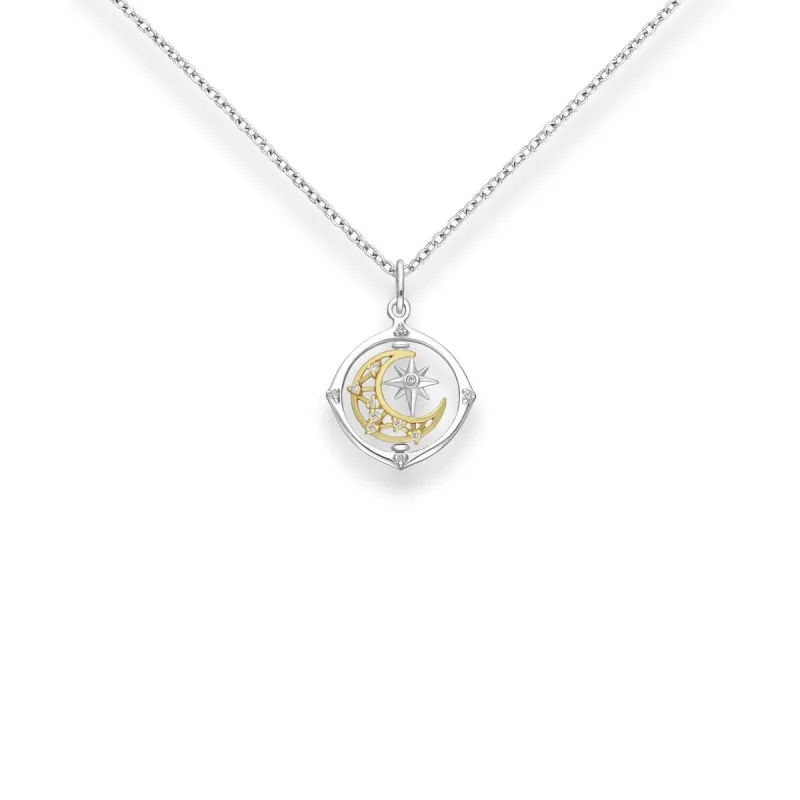 Sterling Silver & Cubic Zirconia Moon Star Pendant Necklace - White sold by Zulily