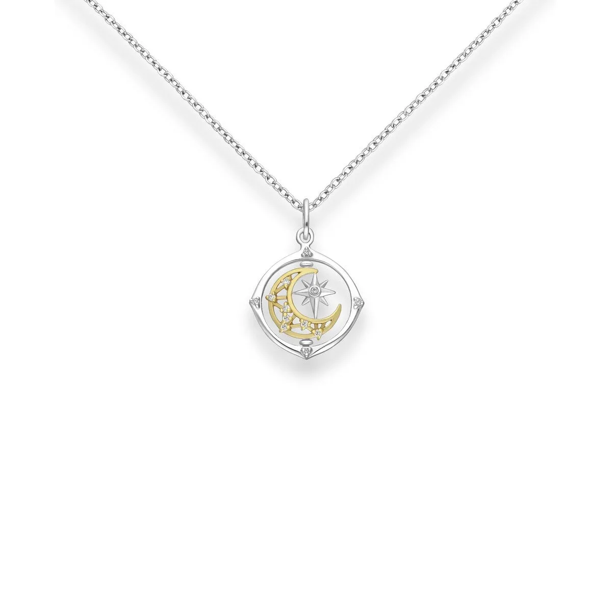 Sterling Silver & Cubic Zirconia Moon Star Pendant Necklace - White sold by Zulily