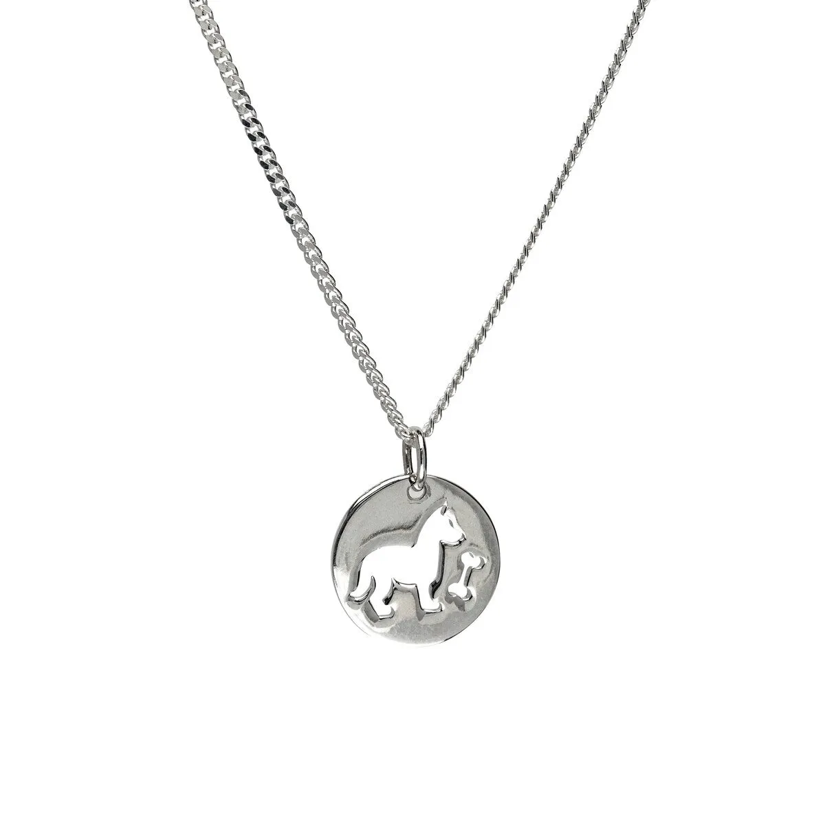 Sterling Silver Cutout Dog & Bone Pendant Necklace - White sold by Zulily