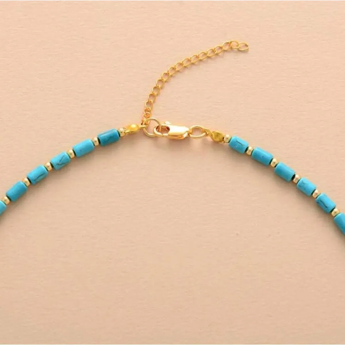 Goldtone & Turquoise Beaded Choker Necklace - White sold by Zulily product image thumbnail 3
