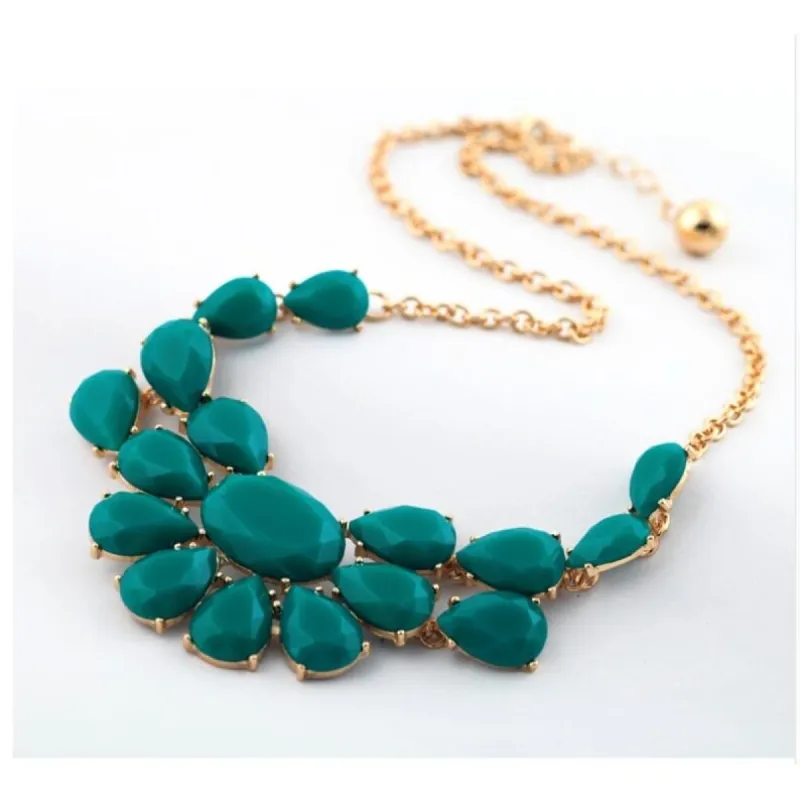Emerald Green Bib Goldtone Necklace - White sold by Zulily