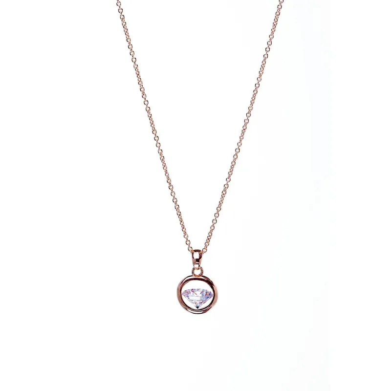 Rose Goldtone Solitaire Swarovski Crystal Dancing Diamond Pendant Necklace - White sold by Zulily