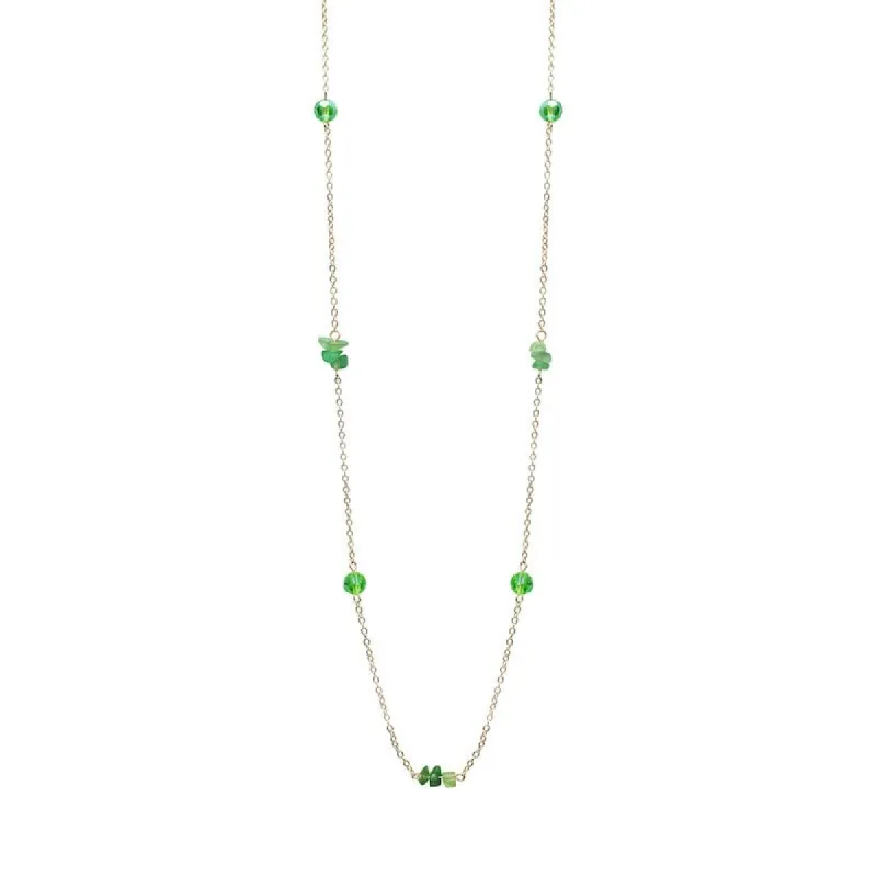 Goldtone Green Long Necklace - White sold by Zulily