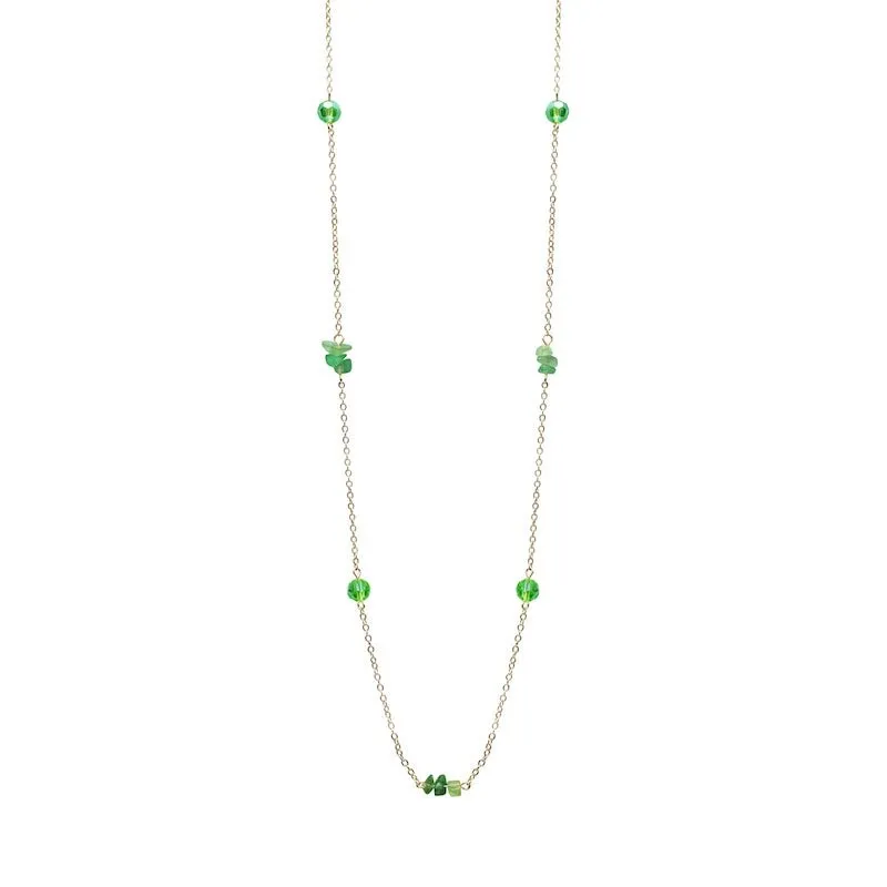 Goldtone Green Long Necklace - White sold by Zulily