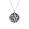 Sterling Silver Oxidized Peace And Love Pendant Necklace - Ag Sterling - White sold by Zulily