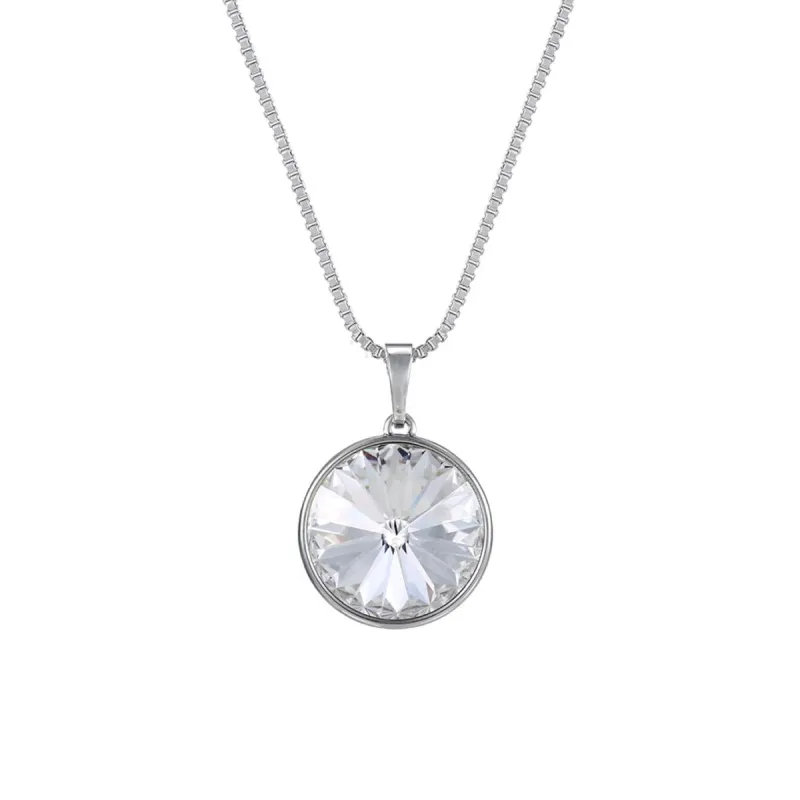 Clear Swarovski Crystal Rivoli Pendant Necklace - White sold by Zulily