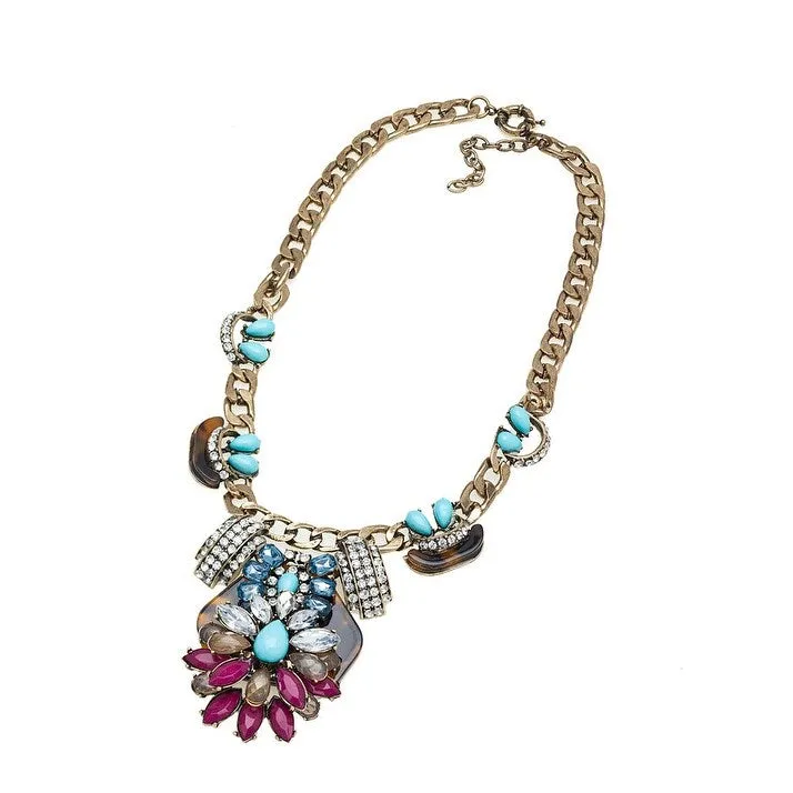 Multi Colored Statement Floral Necklace - White sold by Zulily