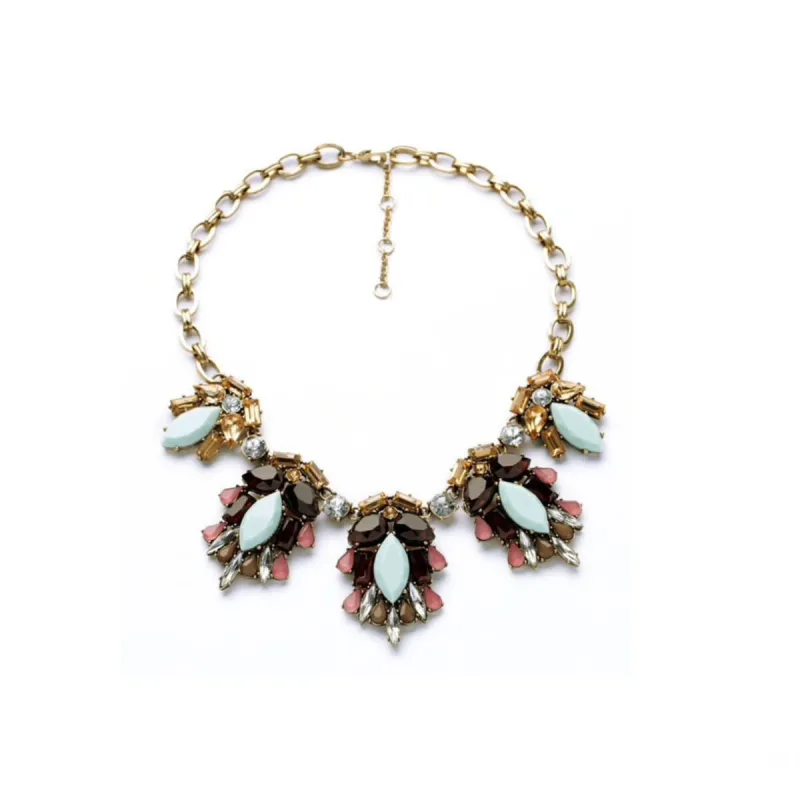 Mint Green Multi Colored Statement Necklace - White sold by Zulily