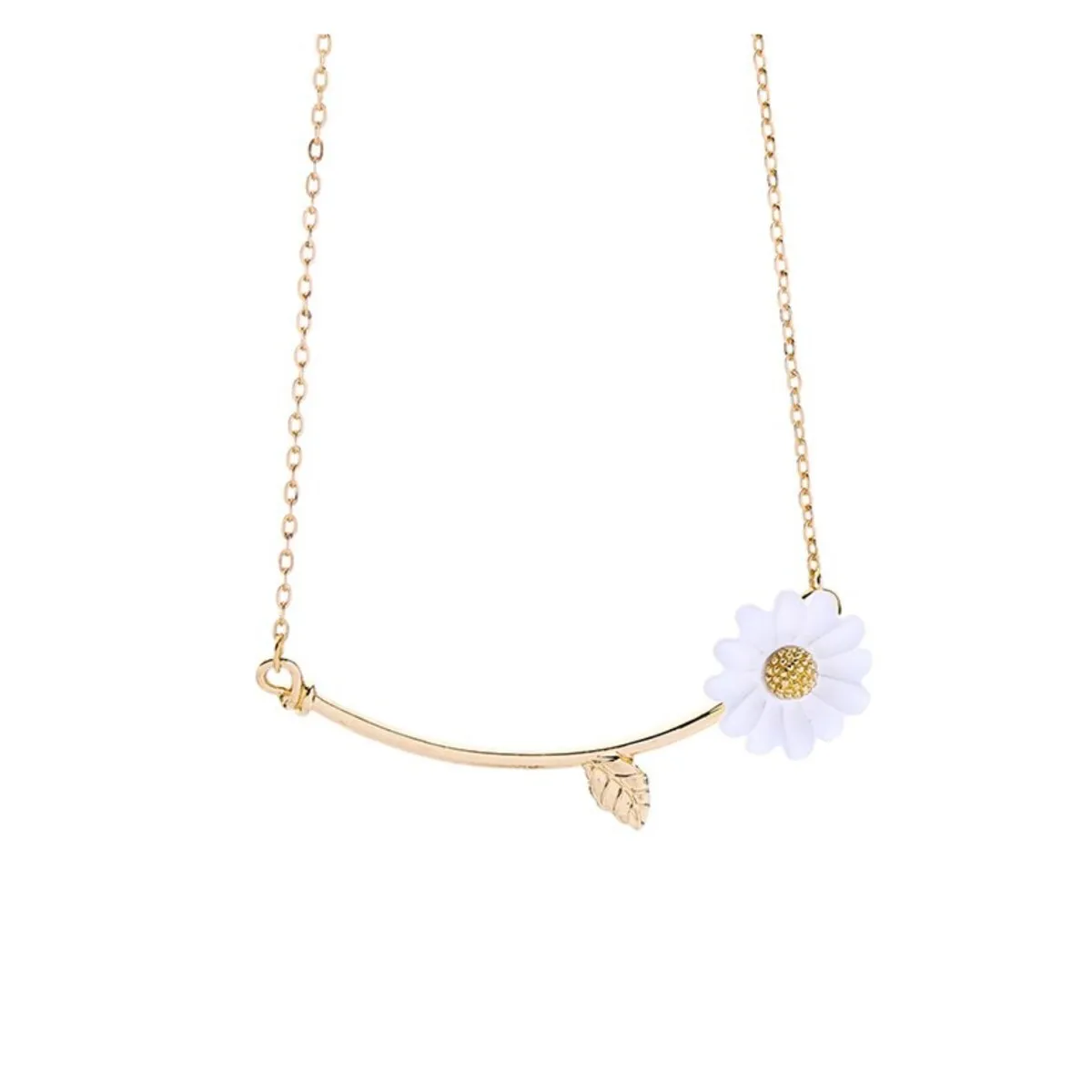 Goldtone Daisy Floral Bar Necklace - White sold by Zulily