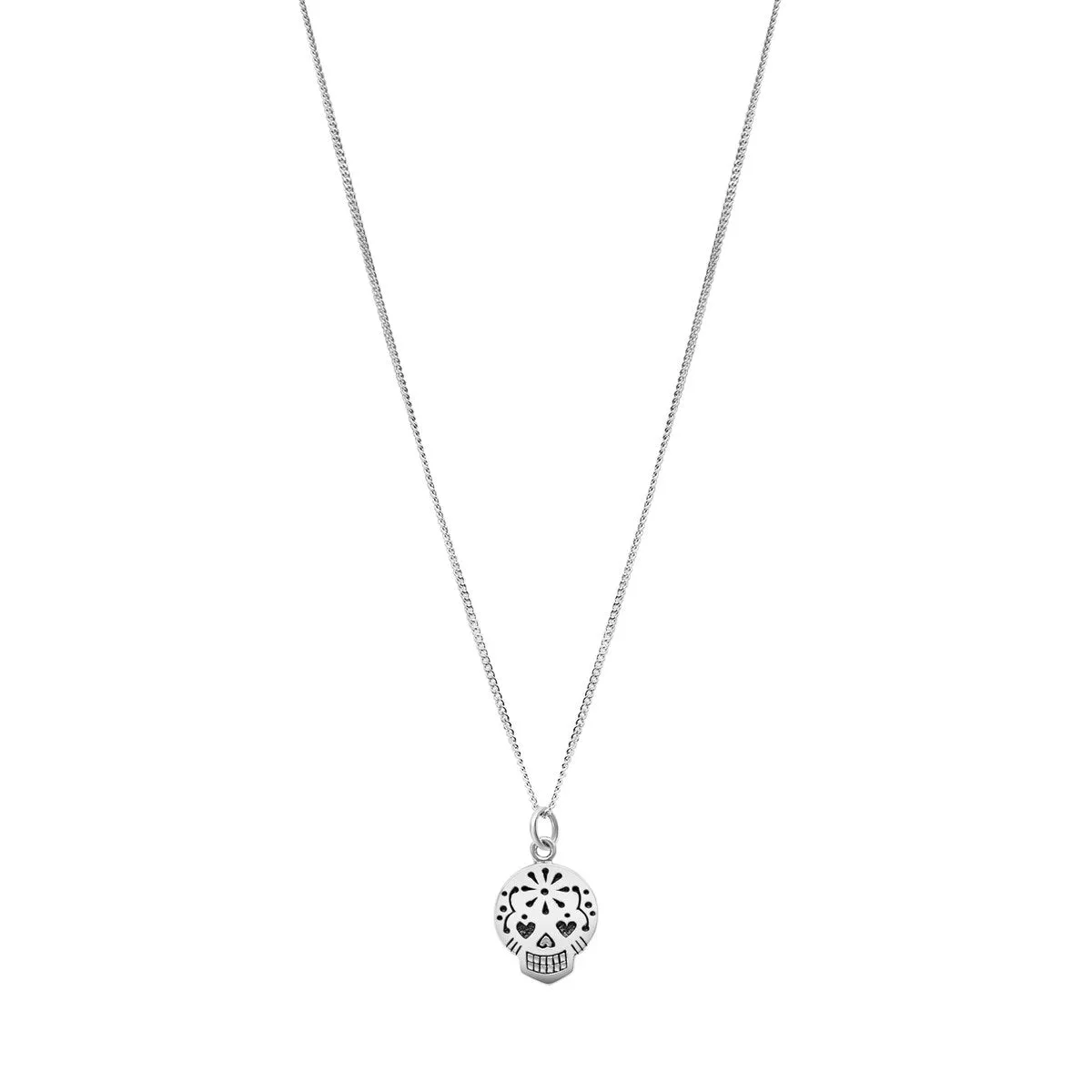 Sterling Silver Sugar Skull Pendant Necklace - White sold by Zulily