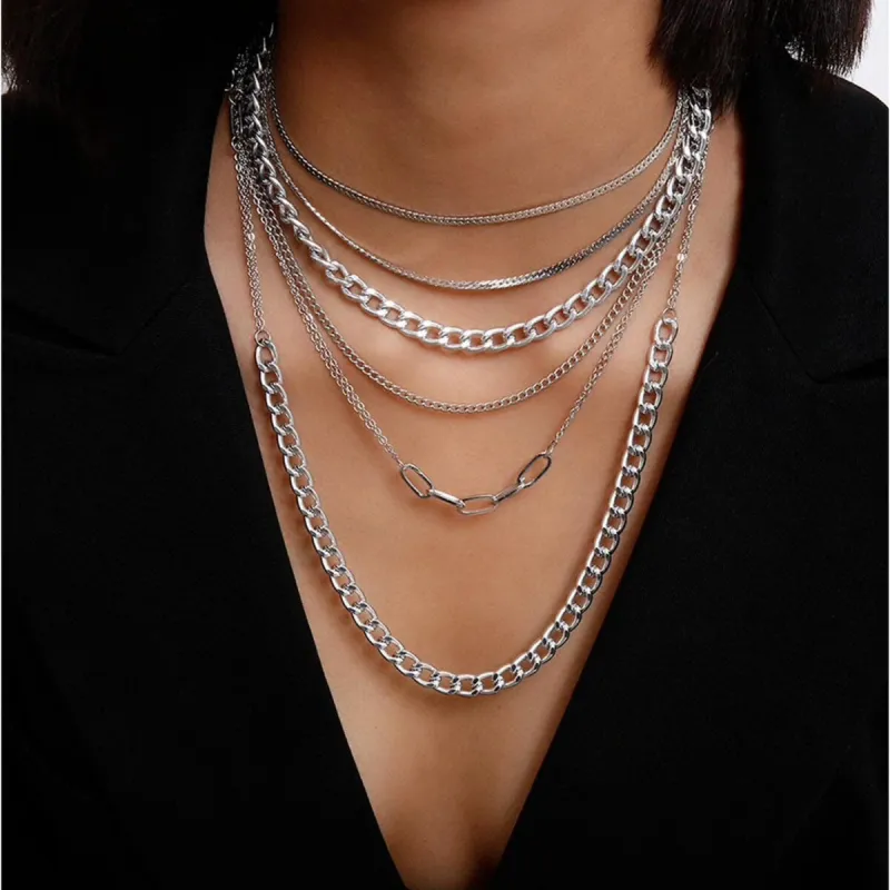 Silvertone Chain Link Layered Necklace - White sold by Zulily