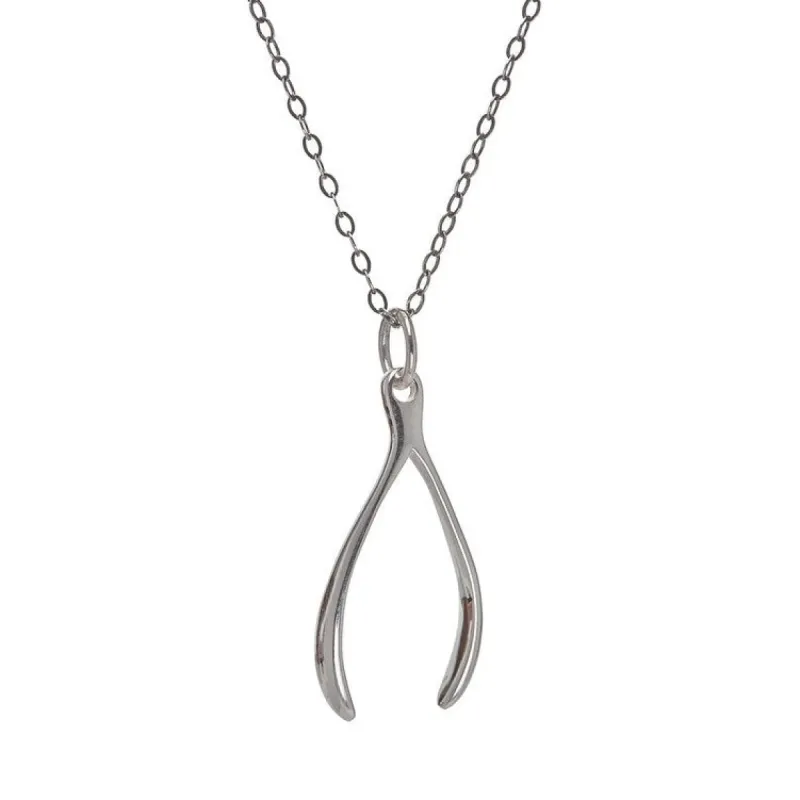 Sterling Silver Wish Bone Pendant Necklace - White sold by Zulily