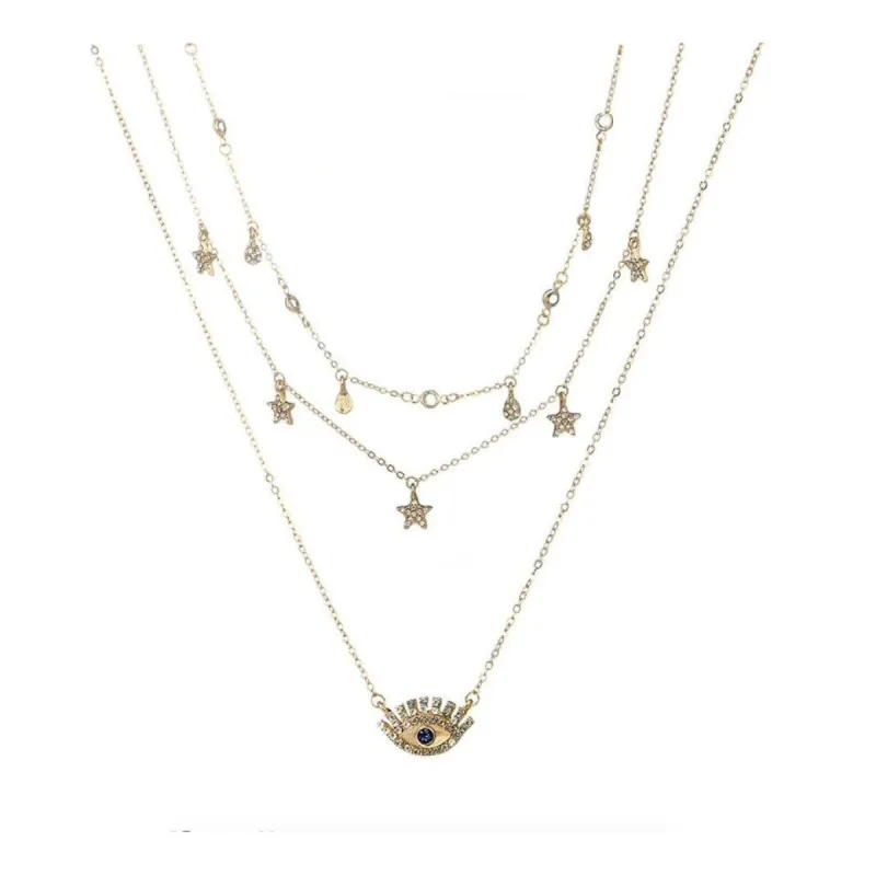 Goldtone Celestial Eye Layered Necklace - White sold by Zulily