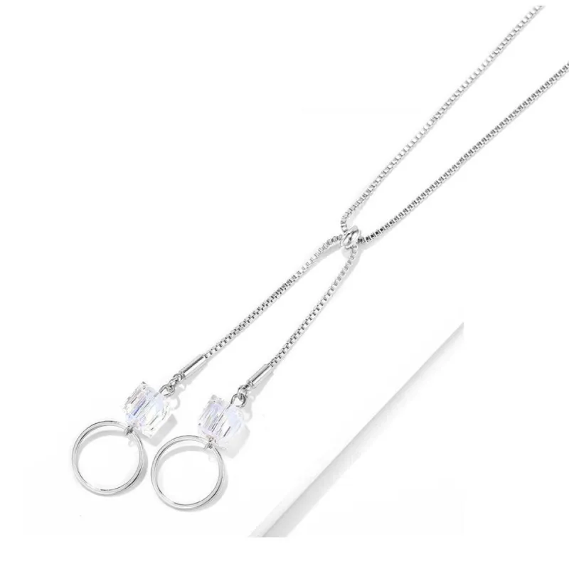 Aurora Borealis Double Cube Swarovski Crystal Necklace - White sold by Zulily