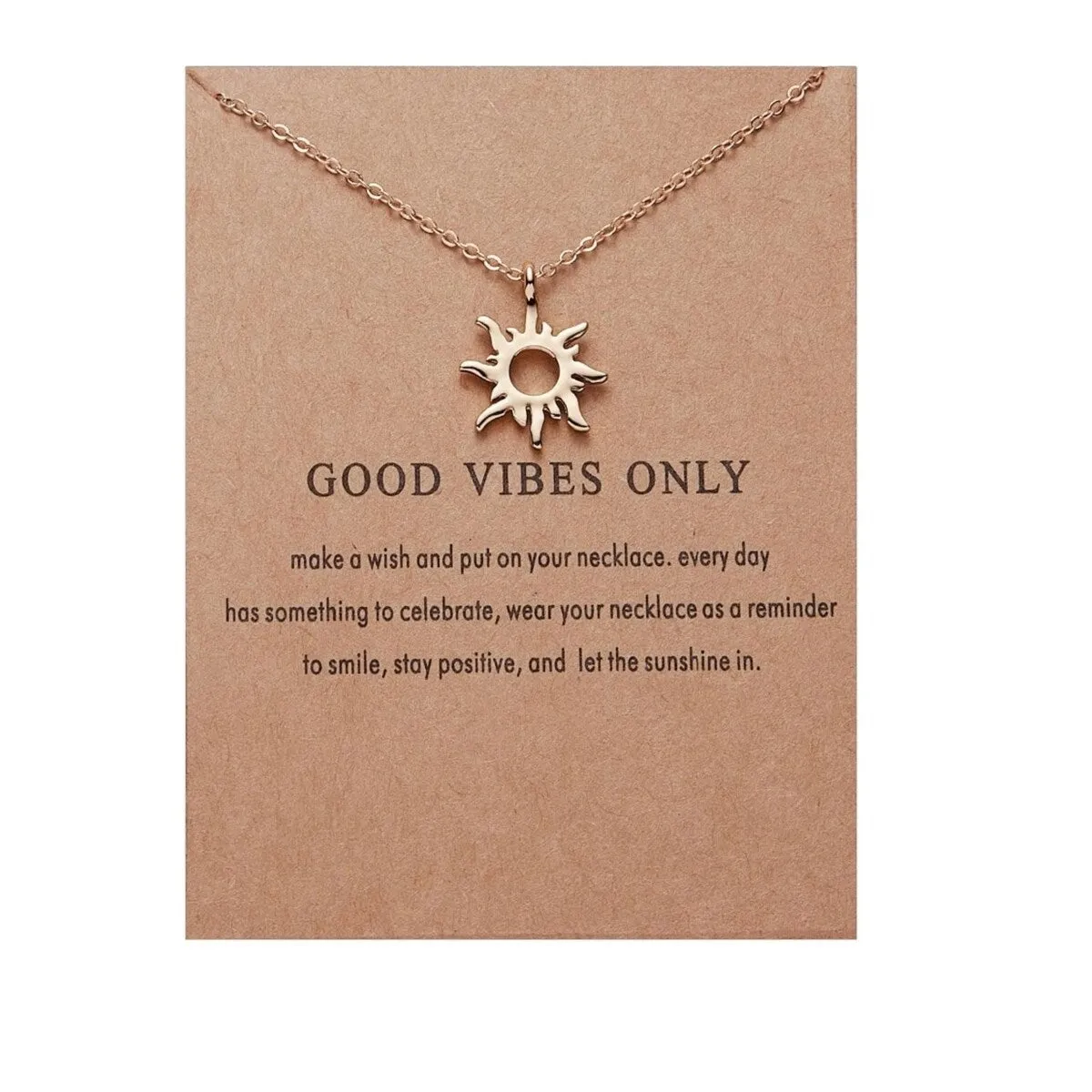 Goldtone Sun Good Vibes Only Pendant Necklace - White sold by Zulily