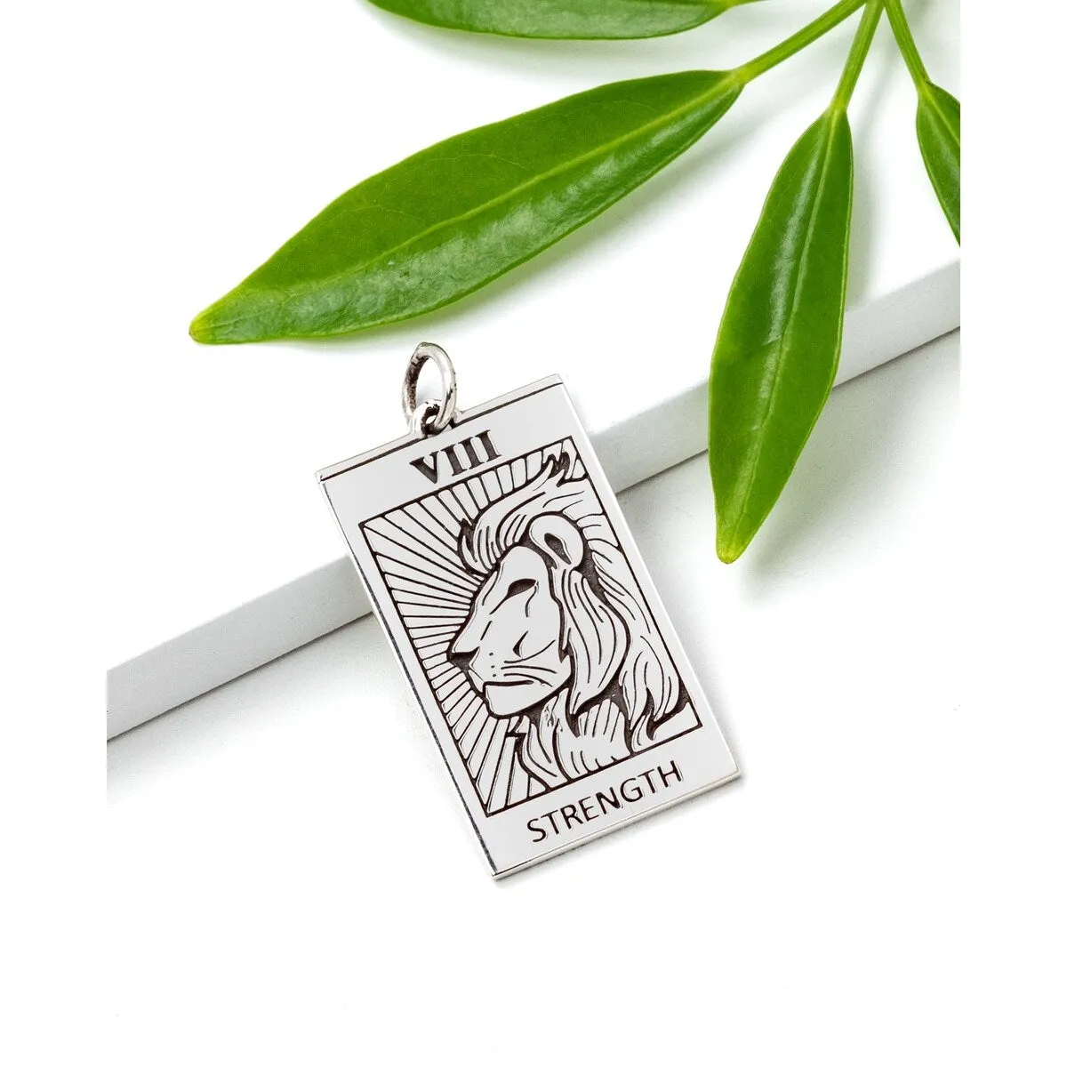 Sterling Silver Strength Lion Tarot Card Pendant sold by Zulily