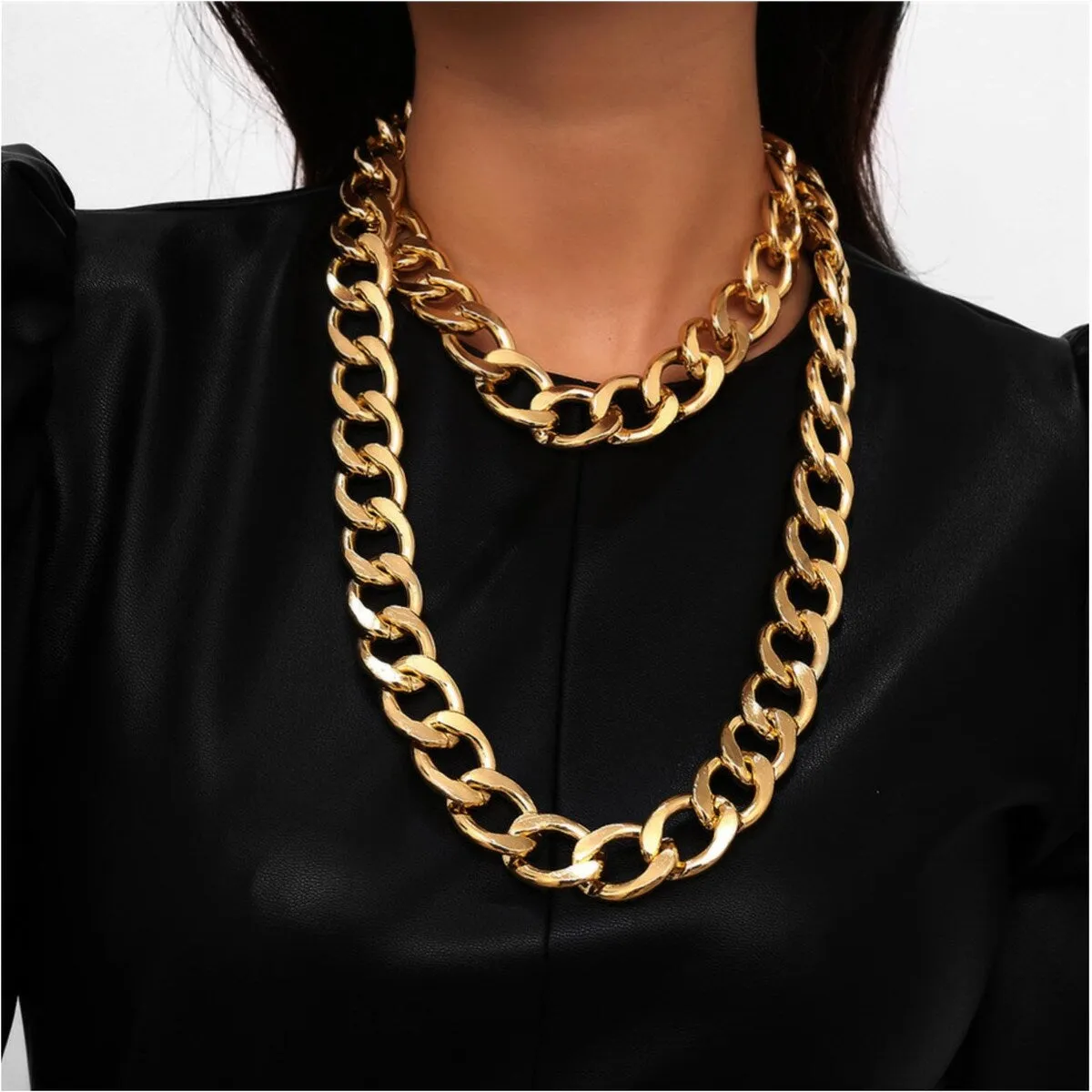 Goldtone Chunky Chain Layered Necklace - White sold by Zulily