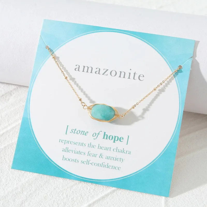 Natural Amazonite and Goldtone Oval Station Chain Pendant Necklace - White sold by Zulily