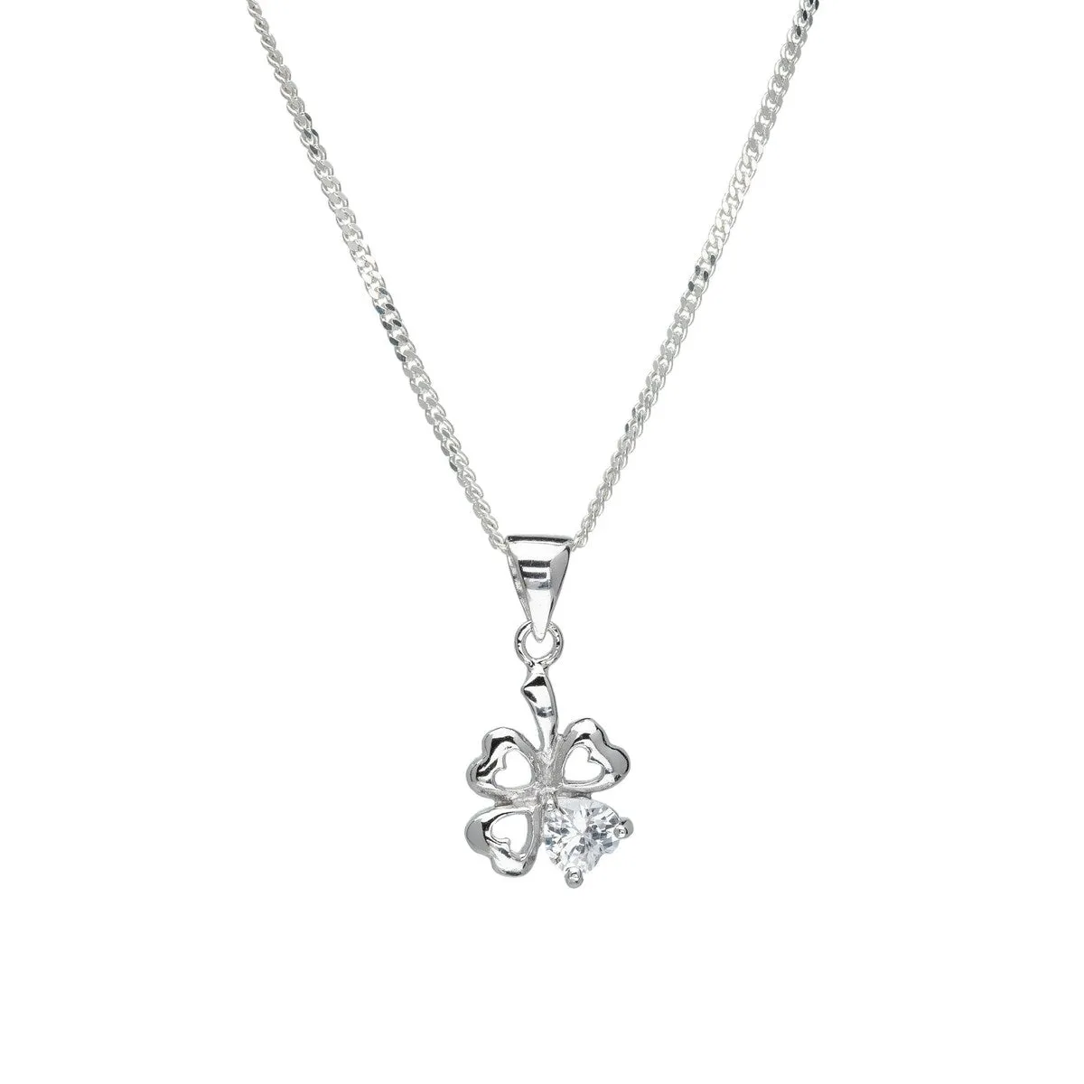Cubic Zirconia & Sterling SilverFour Leaf Clover Pendant Necklace - White sold by Zulily