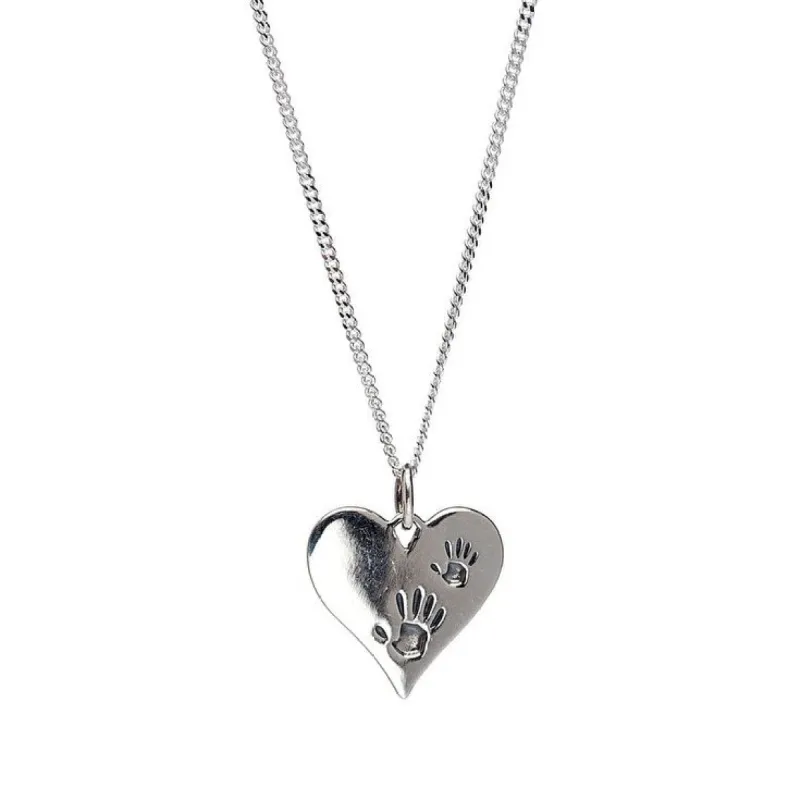 Sterling Silver Handprint Heart Pendant Necklace - White sold by Zulily