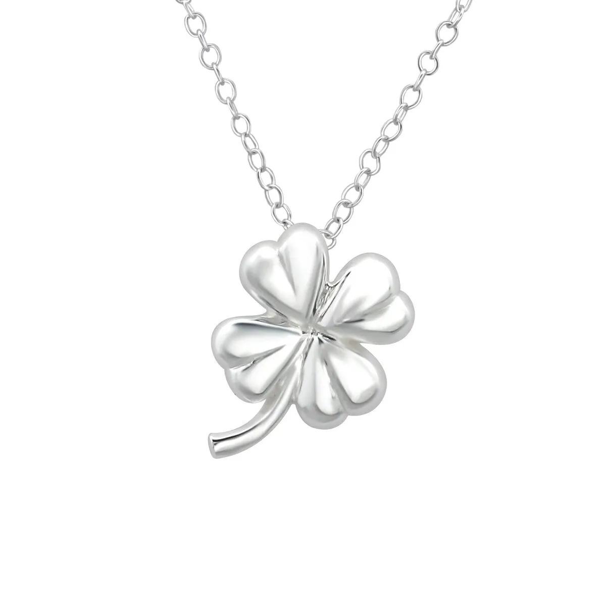 Sterling Silver Four Leaf Clover Pendant Necklace - White sold by Zulily