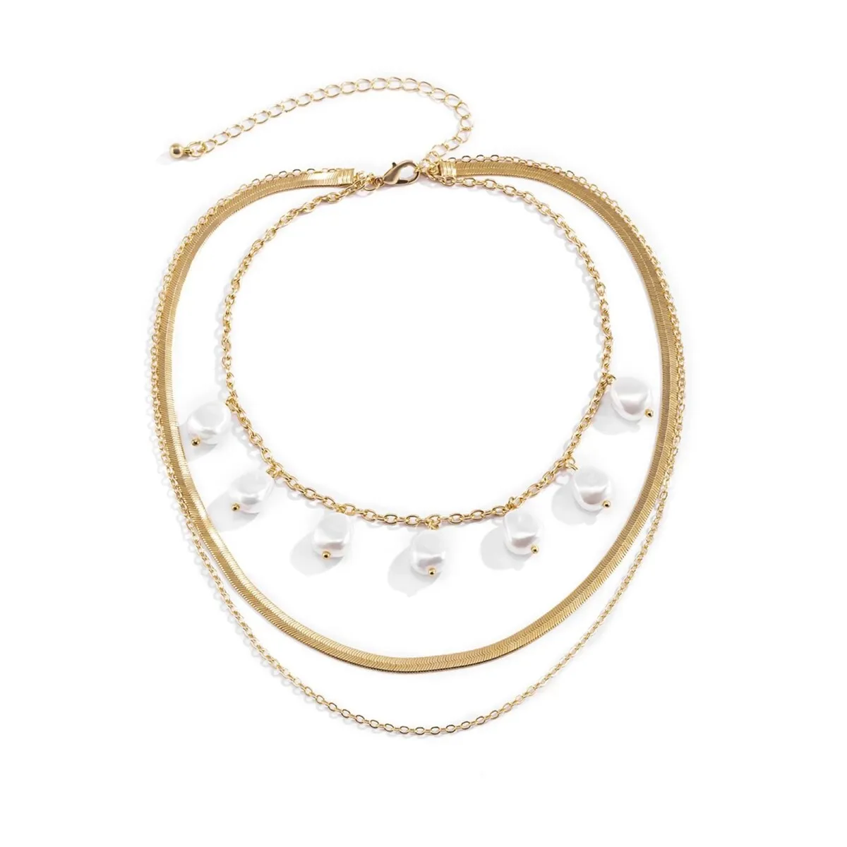 Goldtone & Imitation Pearl Drop Layered Necklace - White sold by Zulily product image thumbnail 2