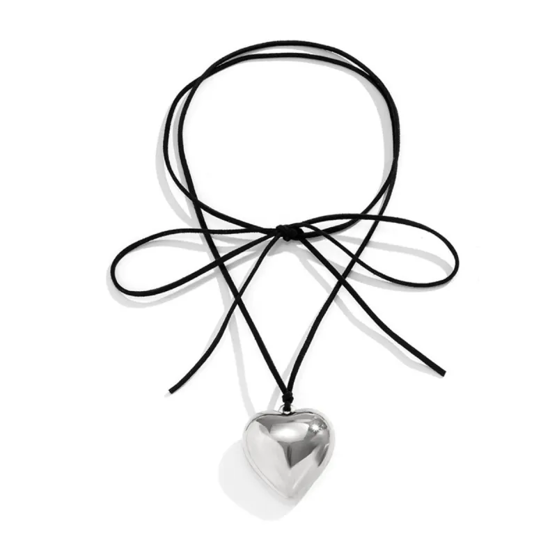 Silvertone Domes Heart Pendant Necklace - White sold by Zulily