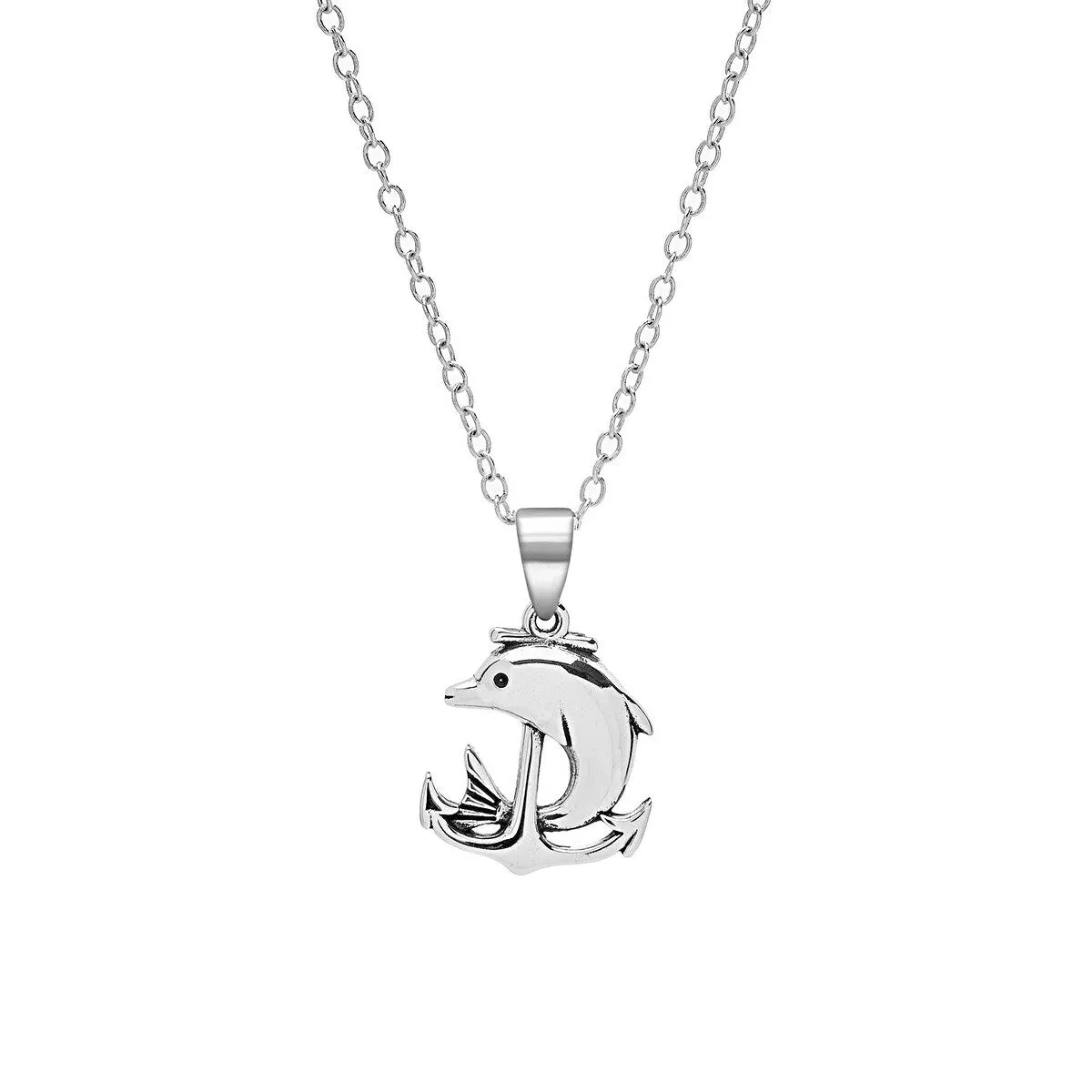 Sterling Silver Dolphin-Anchor Pendant Necklace - White sold by Zulily