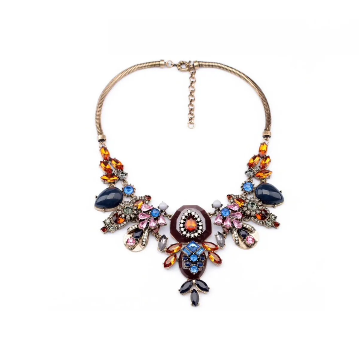 Multi Colored Crystal Statement Necklace - White sold by Zulily