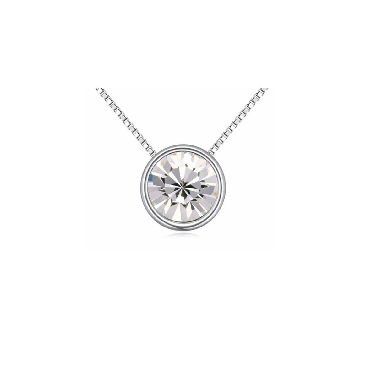 Silvertone Swarovski Crystal Clear Solitaire Pendant Necklace - White sold by Zulily
