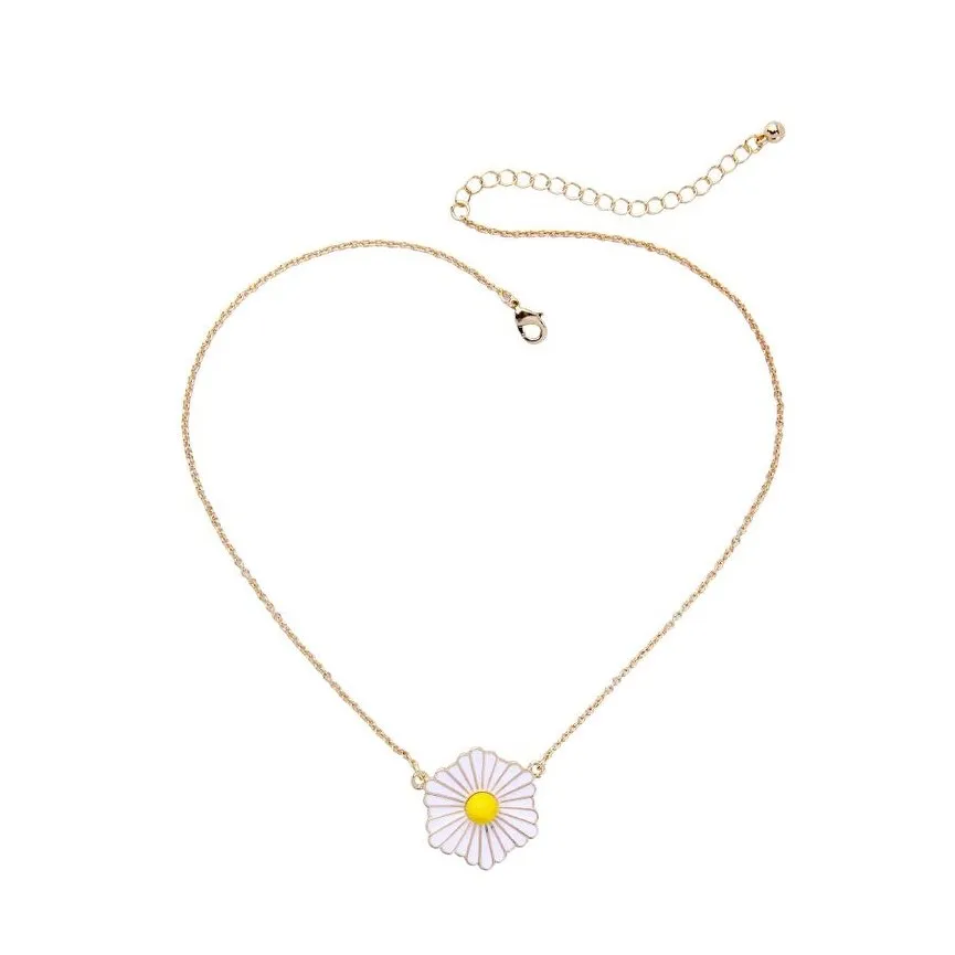 Goldtone Daisy Flower Necklace - White sold by Zulily